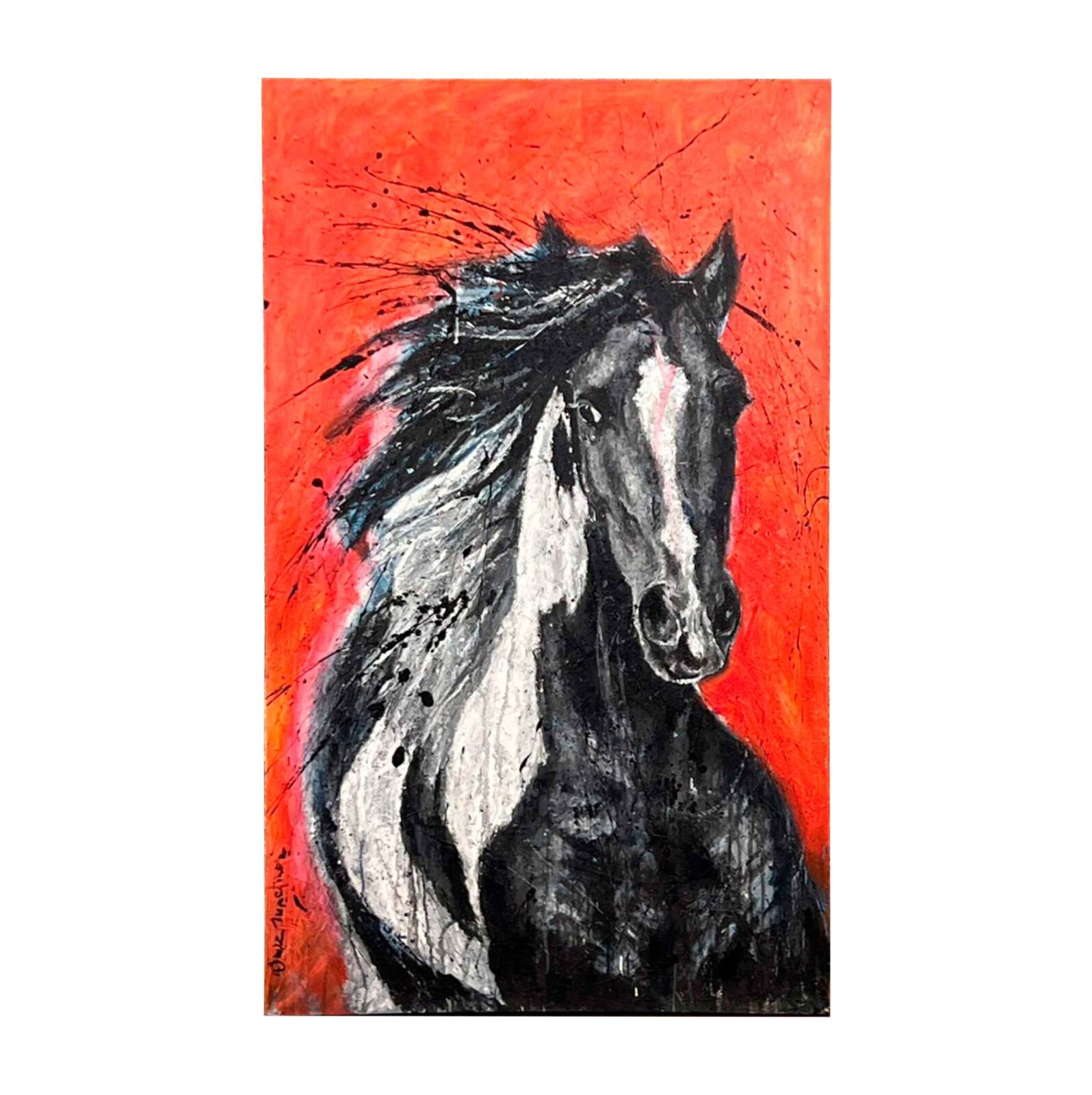 cuadro caballo negro rojo