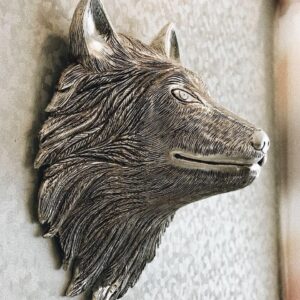Lobo Decoración Gesso Pan de Plata