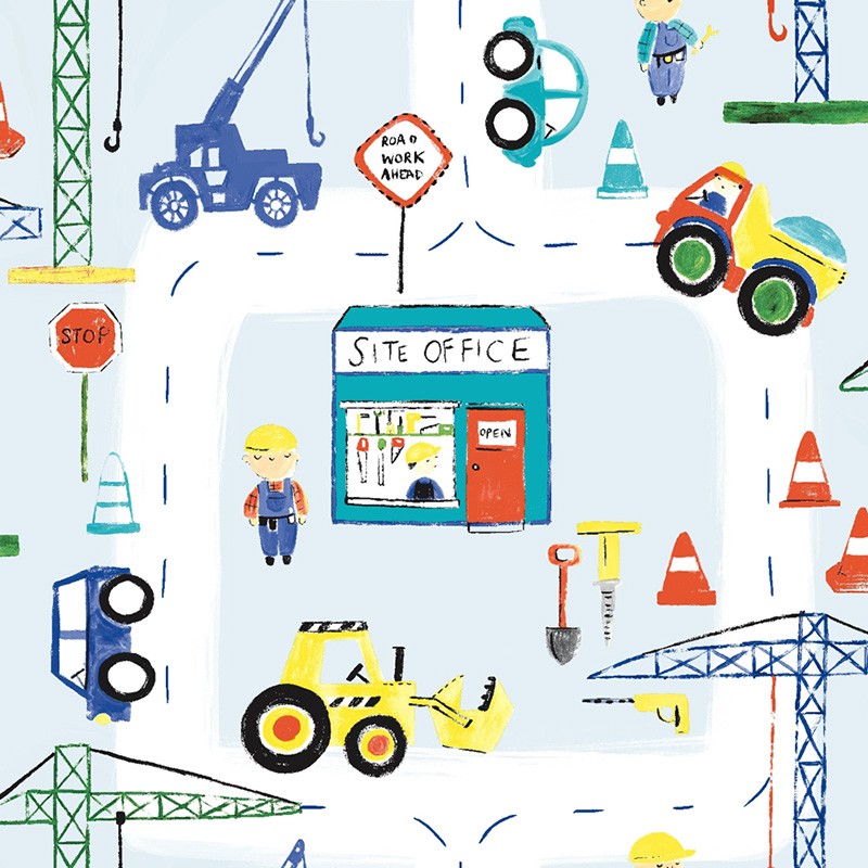 Papel de Pared Make Believe - Roadworks Ahead Blue 11051