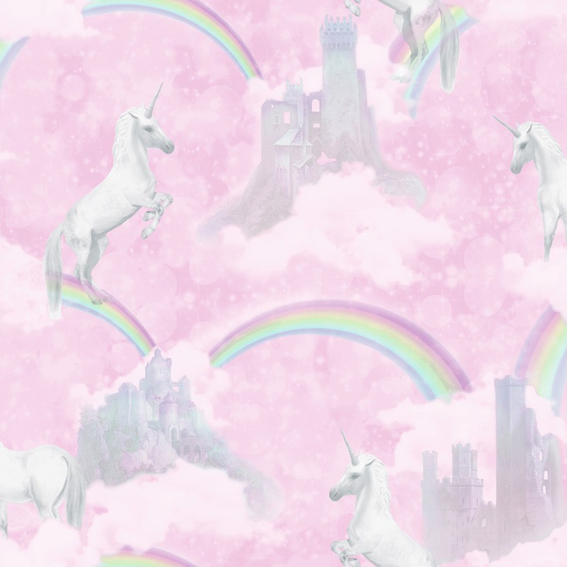 Papel de Pared Make Believe - I Believe in Unicorns Pink 12480