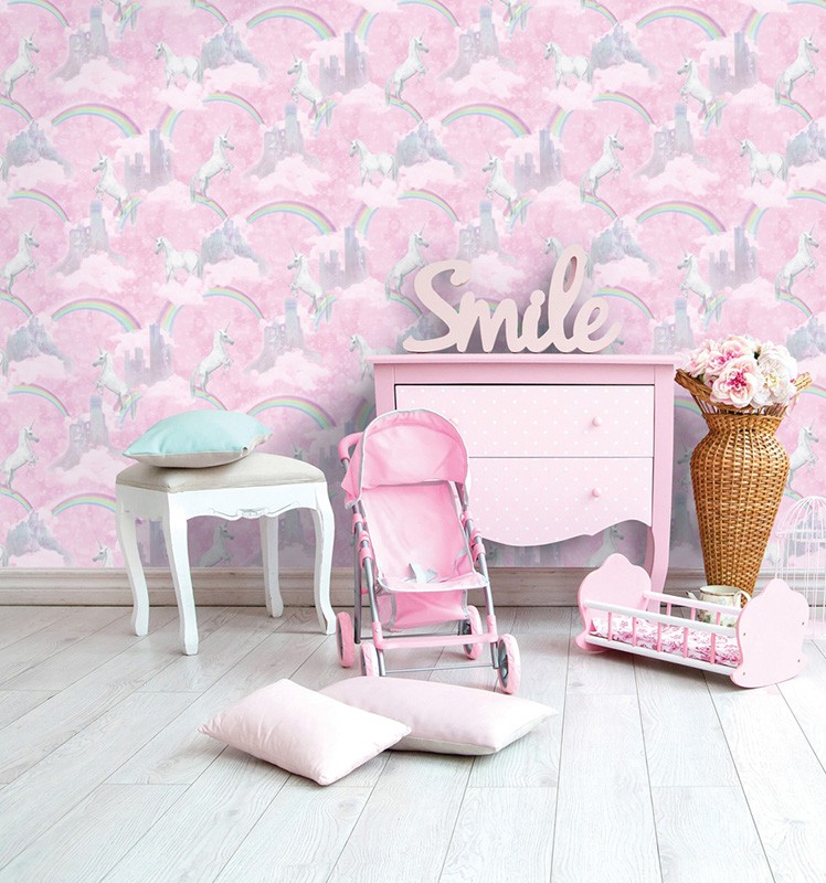 Papel de Pared Make Believe – I Believe in Unicorns Pink 12480 Papel de Pared Make Believe - I Believe in Unicorns Pink 12480