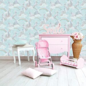 Papel de Pared Make Believe - I Believe in Unicorns Pink 12480