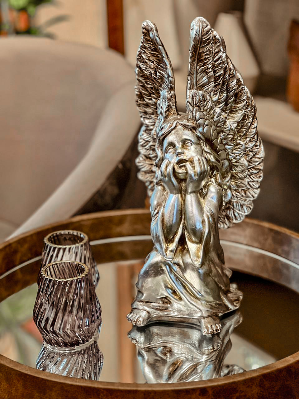 Angel PLATA G (2) escultura angel decorativo