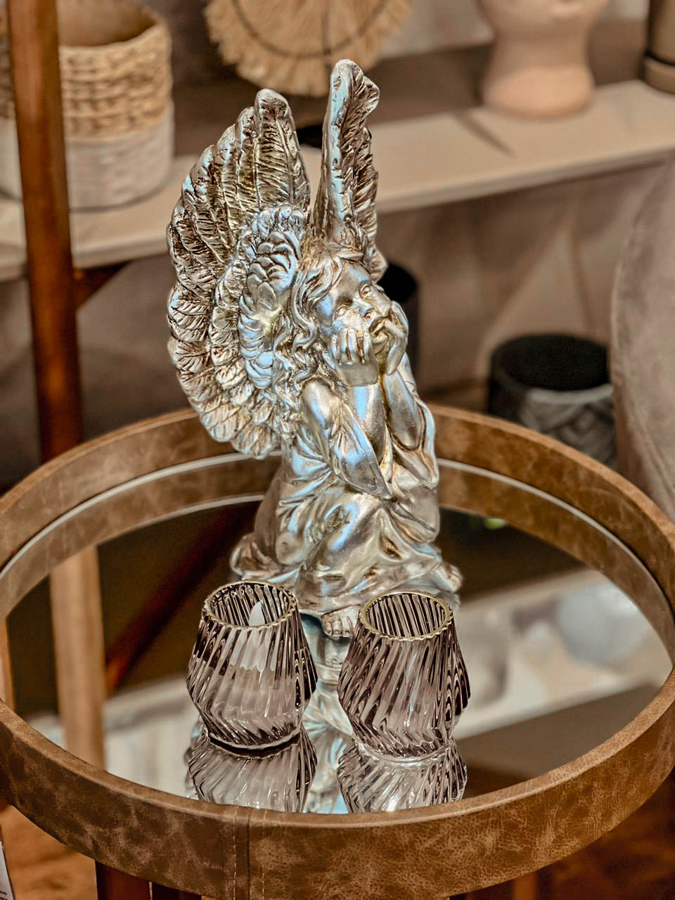 Angel PLATA G (3) escultura angel decorativo