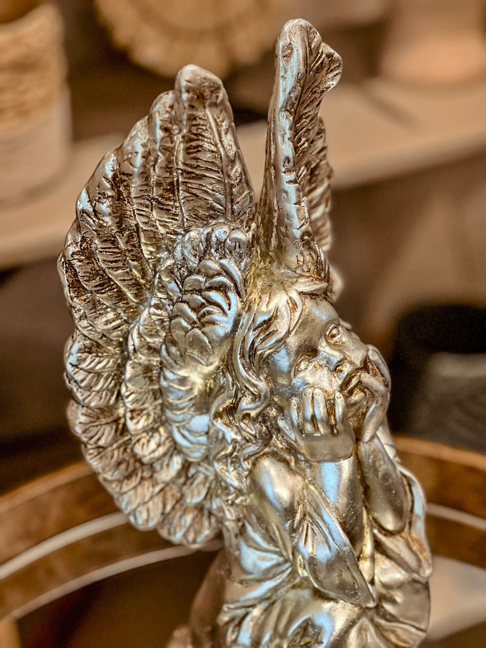 Angel PLATA G (4) escultura angel decorativo