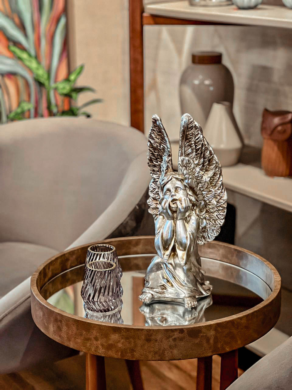 Angel PLATA G (5) escultura angel decorativo