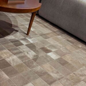 alfombra patchwork cuero