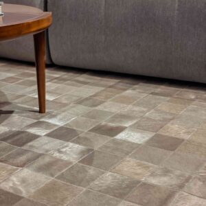 alfombra patchwork cuero