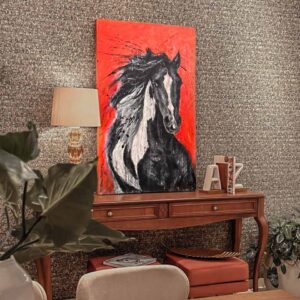 cuadro caballo negro rojo