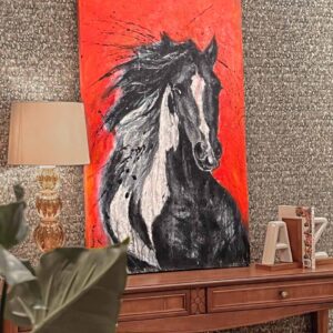 cuadro caballo negro rojo